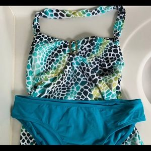 perry ellis halter top tanki 2 piece swimsuit